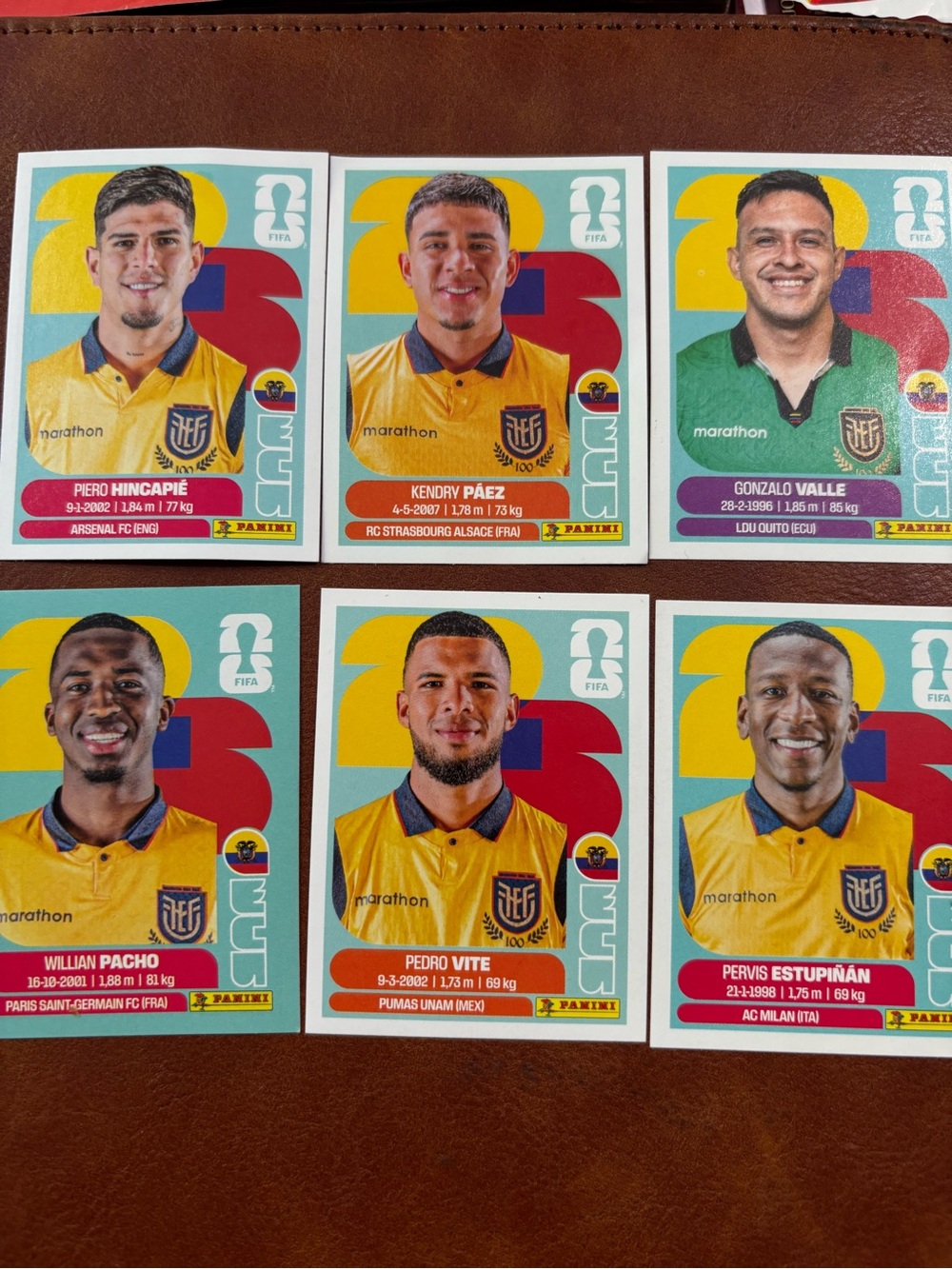 Panini Ecuador Soccer Sticker Set - Yellow, Teal, Red, Blue
